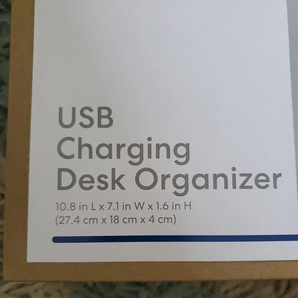 NIB Simply Essential Charging Desk Organizer With 3 USB Ports Bright White